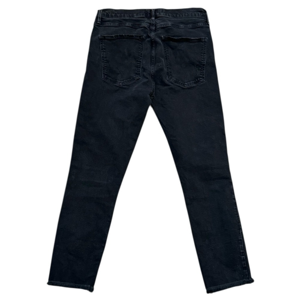 Agolde Washed Black Distressed Fray Ankle Hem Denim Jeans 30 Crop Cropped Skinny - Picture 2 of 8